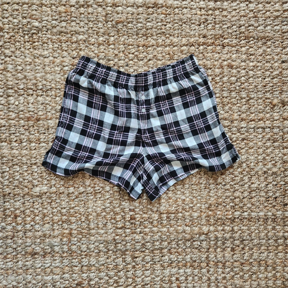 Women's Boxer Shorts S Black And Pink Plaid